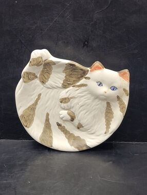 Vintage Takahashi Cat Shaped Trinket Dish Made in Japan 4.5" Hand Painted